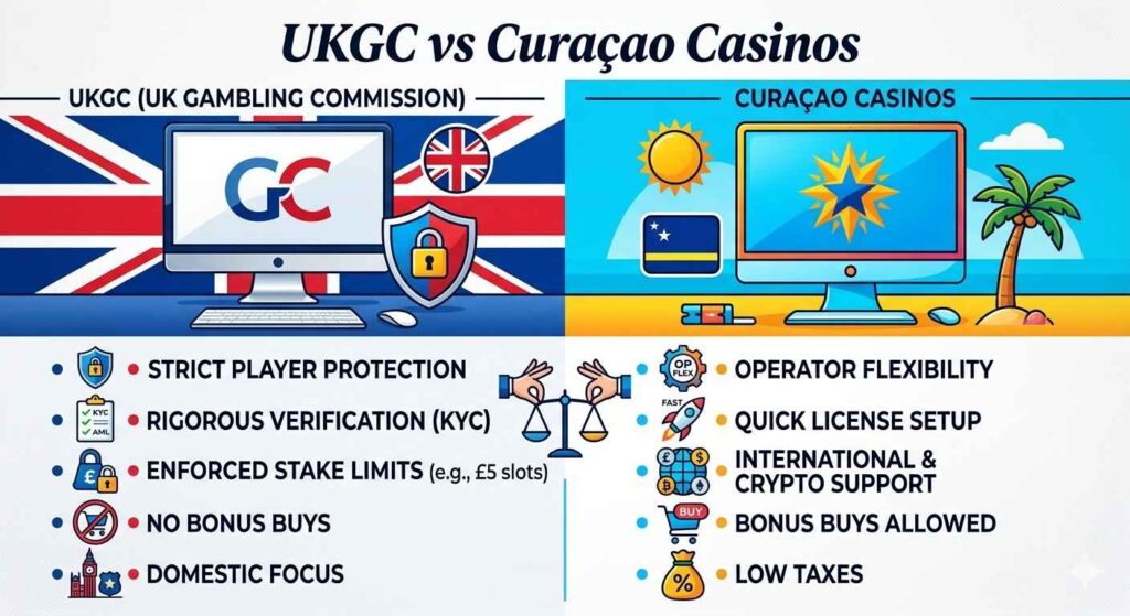 UKGC vs Curacao Casino logo