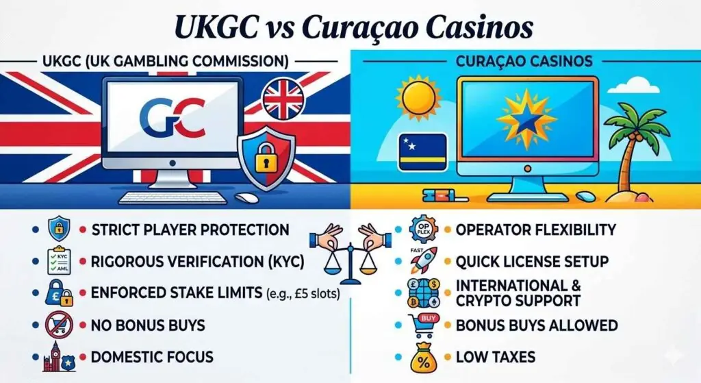 UKGC vs Curacao Casino logo