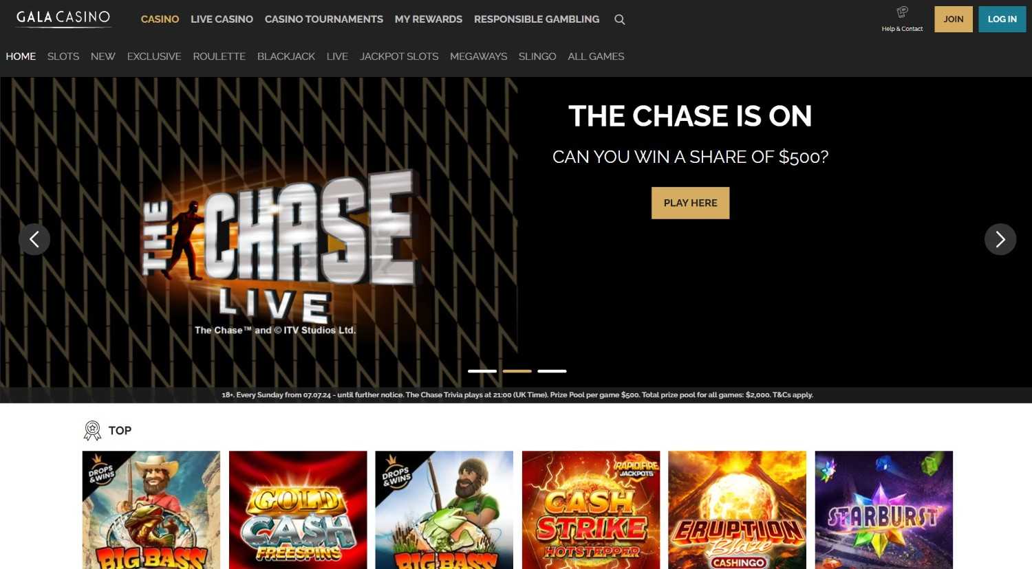Gala Casino Homepage