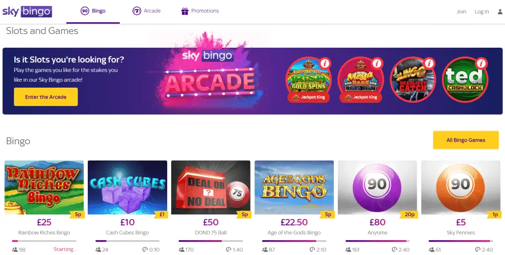 Sky Bingo Homepage Sky Bingo Homepage