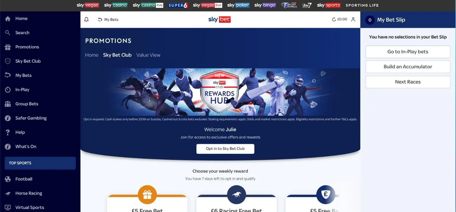 Sky Bet Homepage Sky Bet Homepage