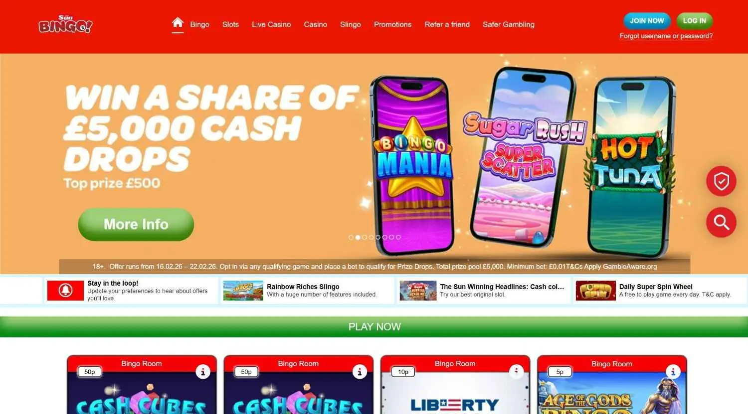 Sun Bingo Homepage Sun Bingo Homepage