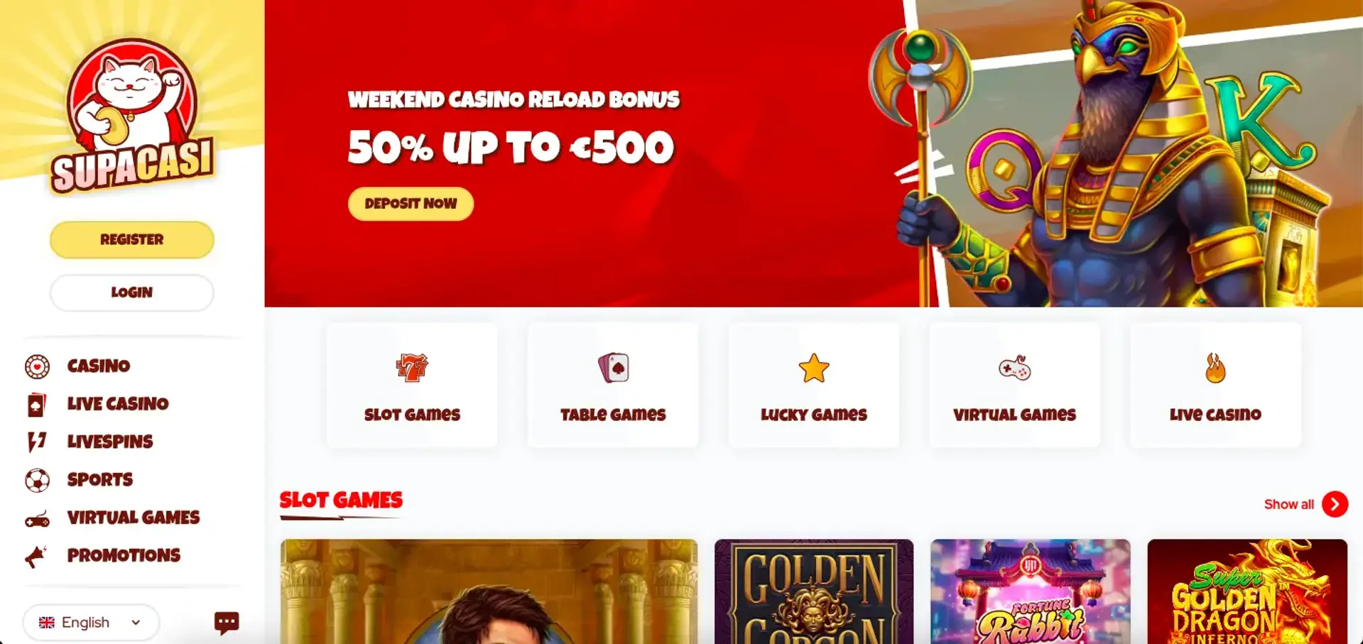 Supacasi Casino Homepage