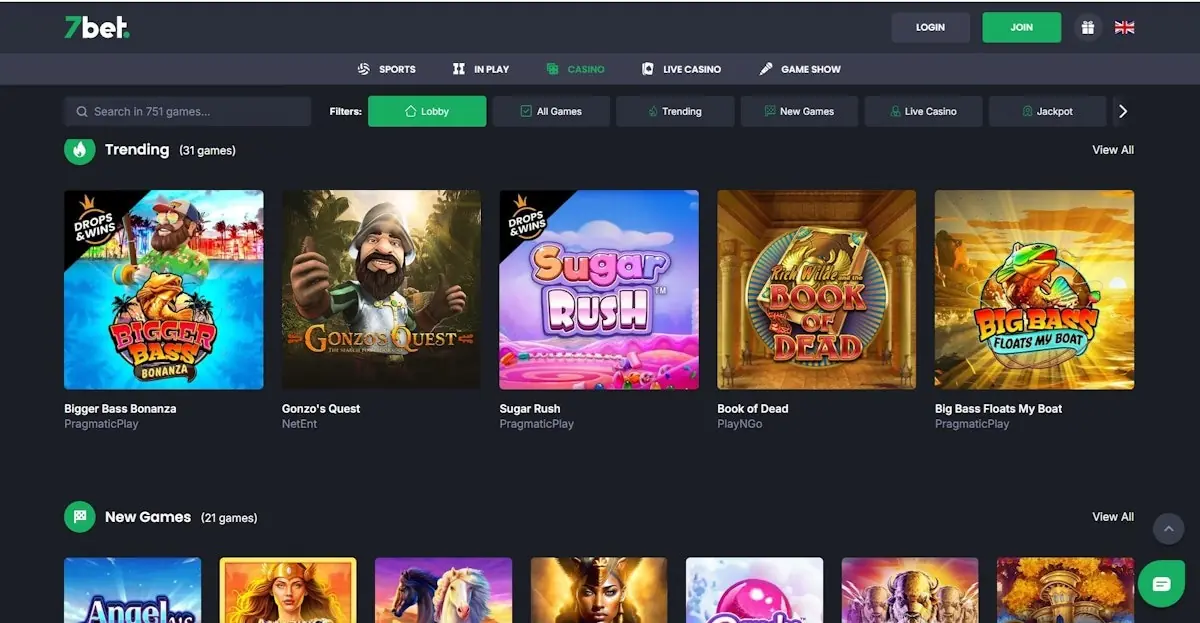 7Bet Casino Homepage 7Bet Casino Homepage
