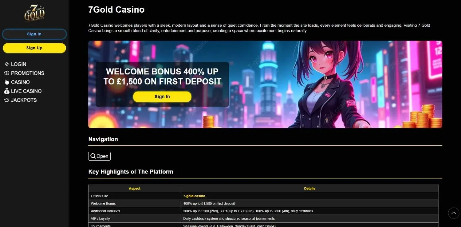 7Gold Homepage