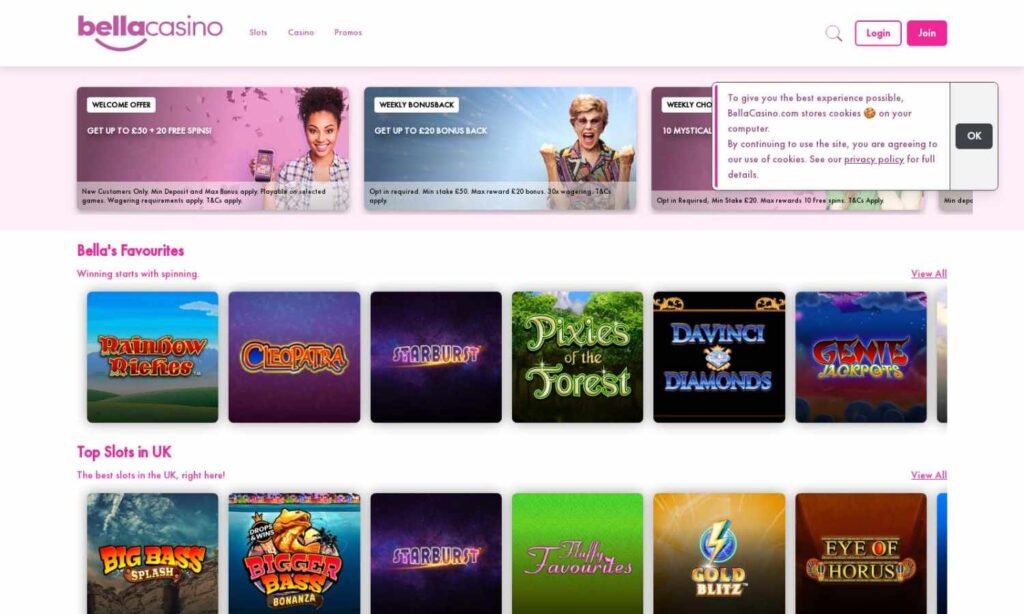 Bella Casino Homepage