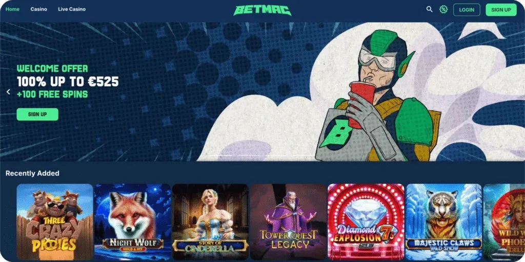 Betmac Casino Homepage