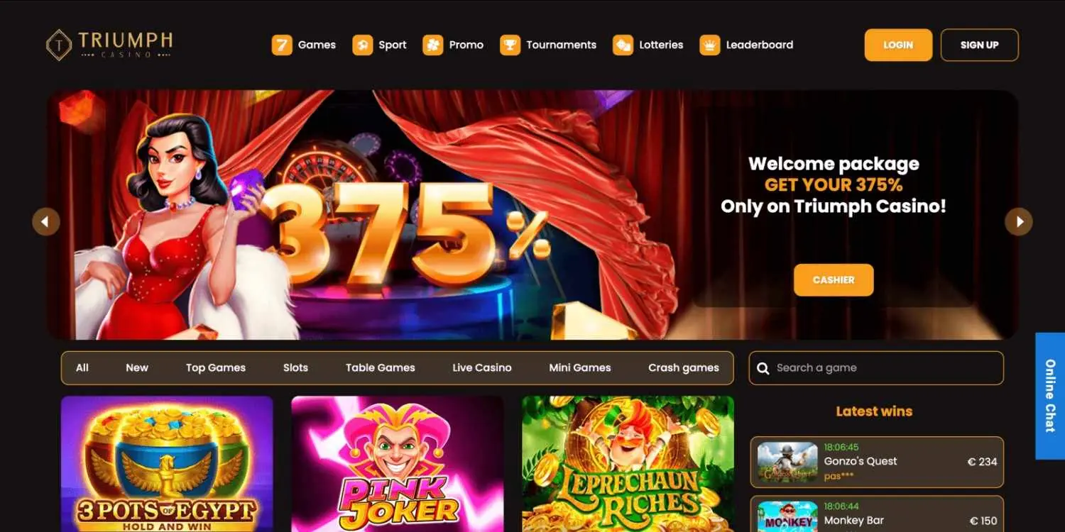 Triumph Casino Homepage