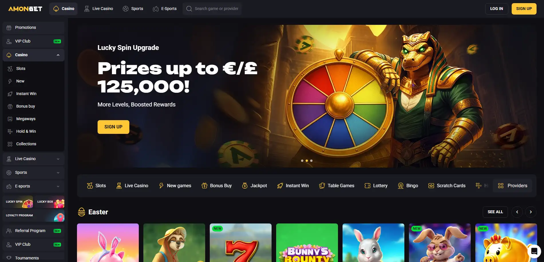 AmonBet Casino Homepage
