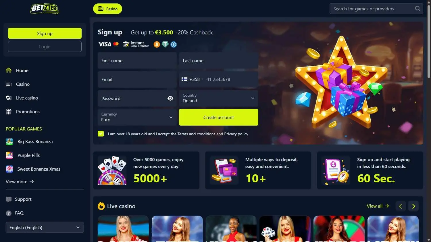 Betzter Casino Homepage Betzter Casino Homepage