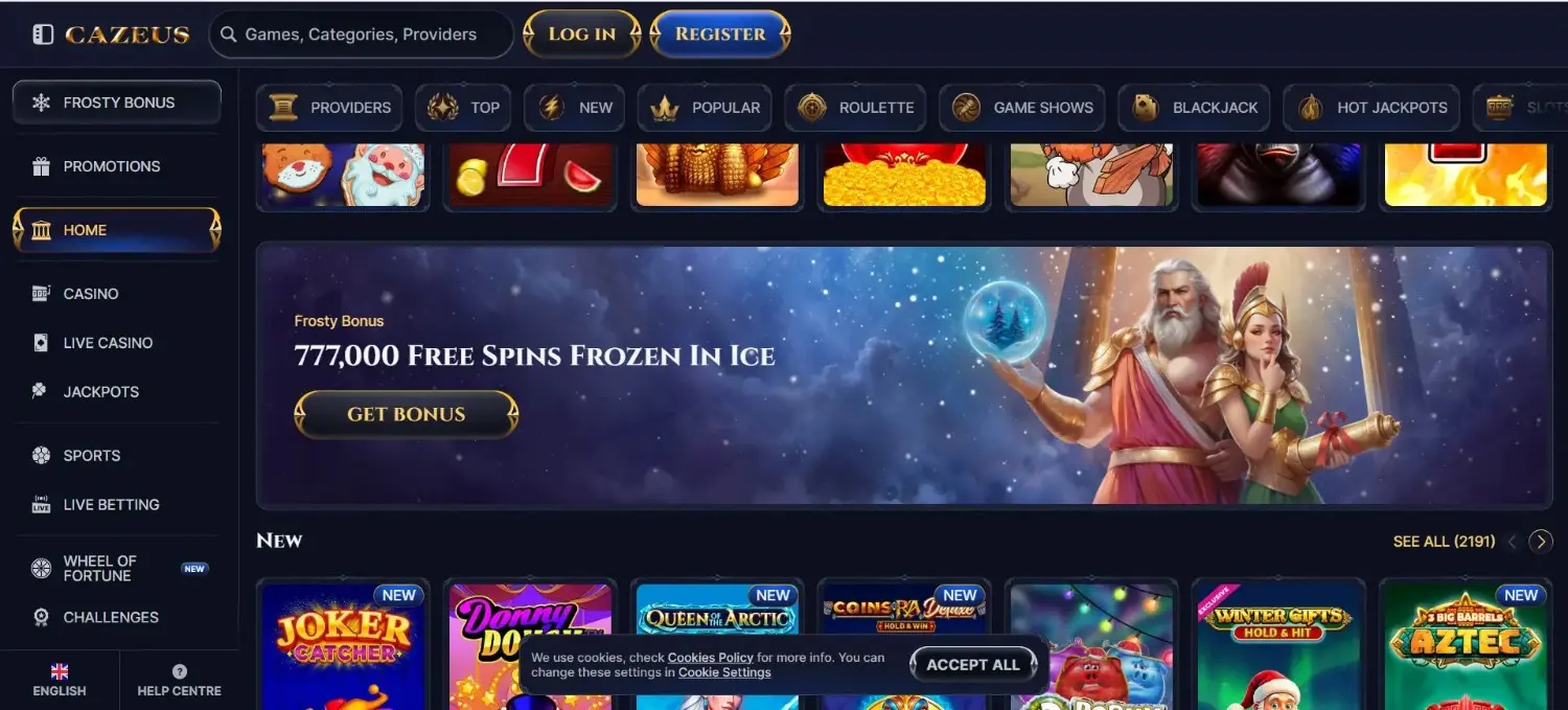 Cazeus Casino Homepage Cazeus Casino Homepage
