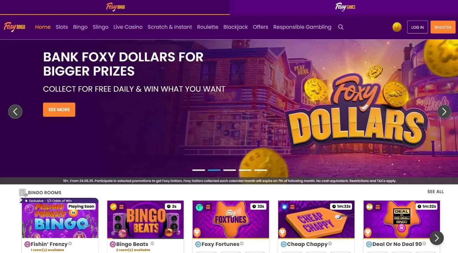 Foxy Bingo Homepage Foxy Bingo Homepage