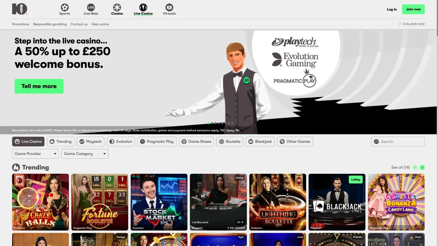 TenBet Casino Homepage TenBet Casino Homepage