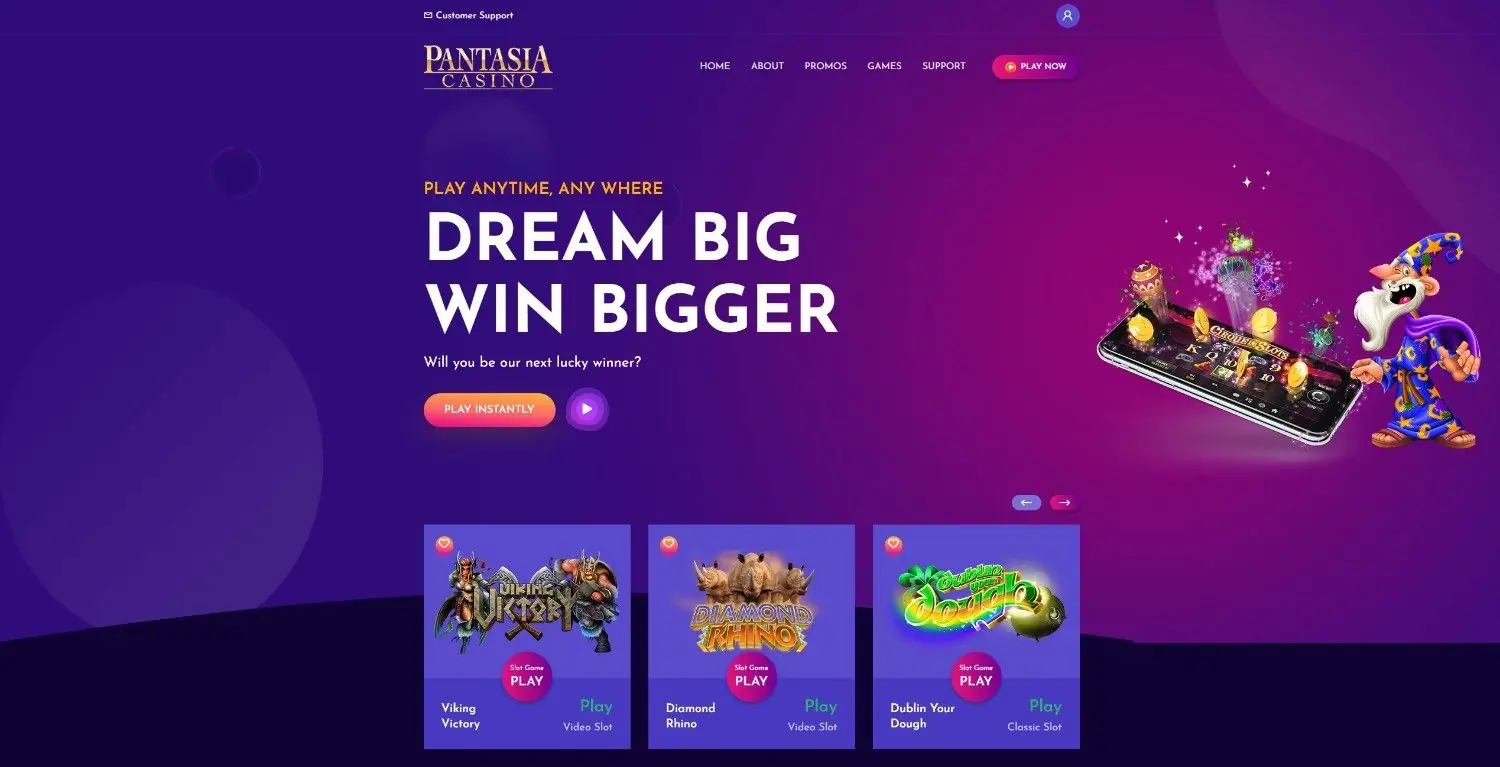 Pantasia Casino Homepage
