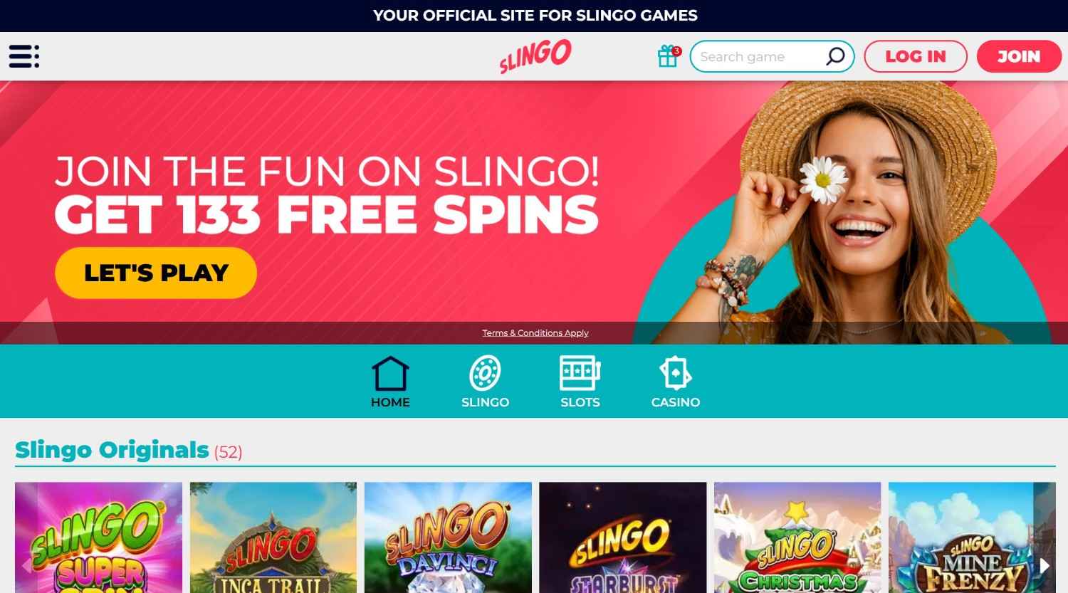 Slingo Homepage Slingo Homepage