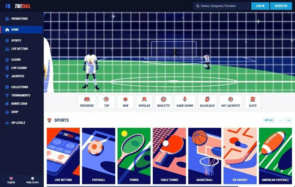 Tiki Taka Casino Homepage