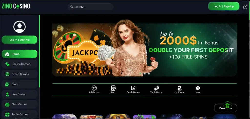Zino Casino Homepage
