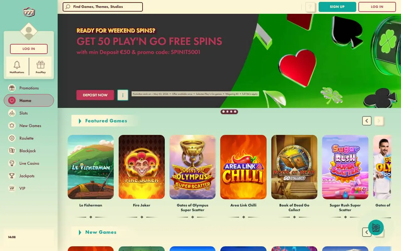 777 Casino homepage 777 Casino homepage screenshot