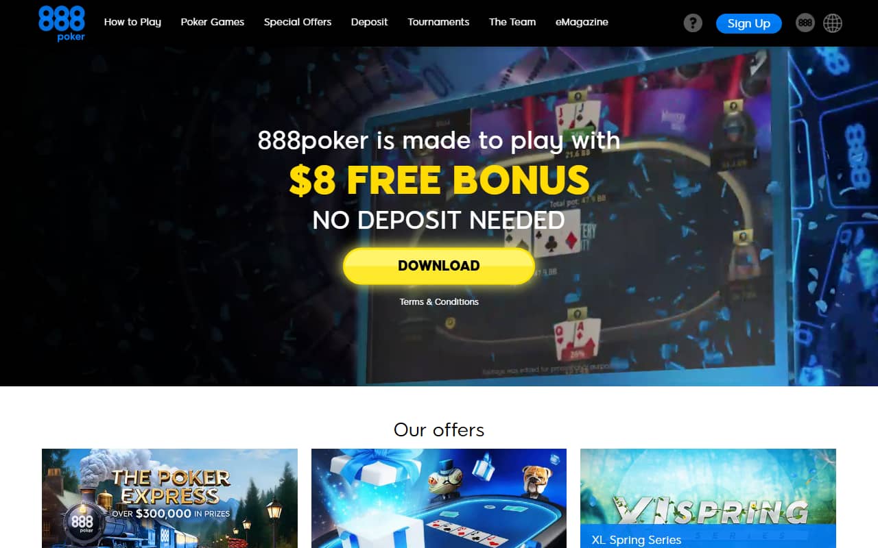 888 Poker homepage 888 Poker homepage screenshot