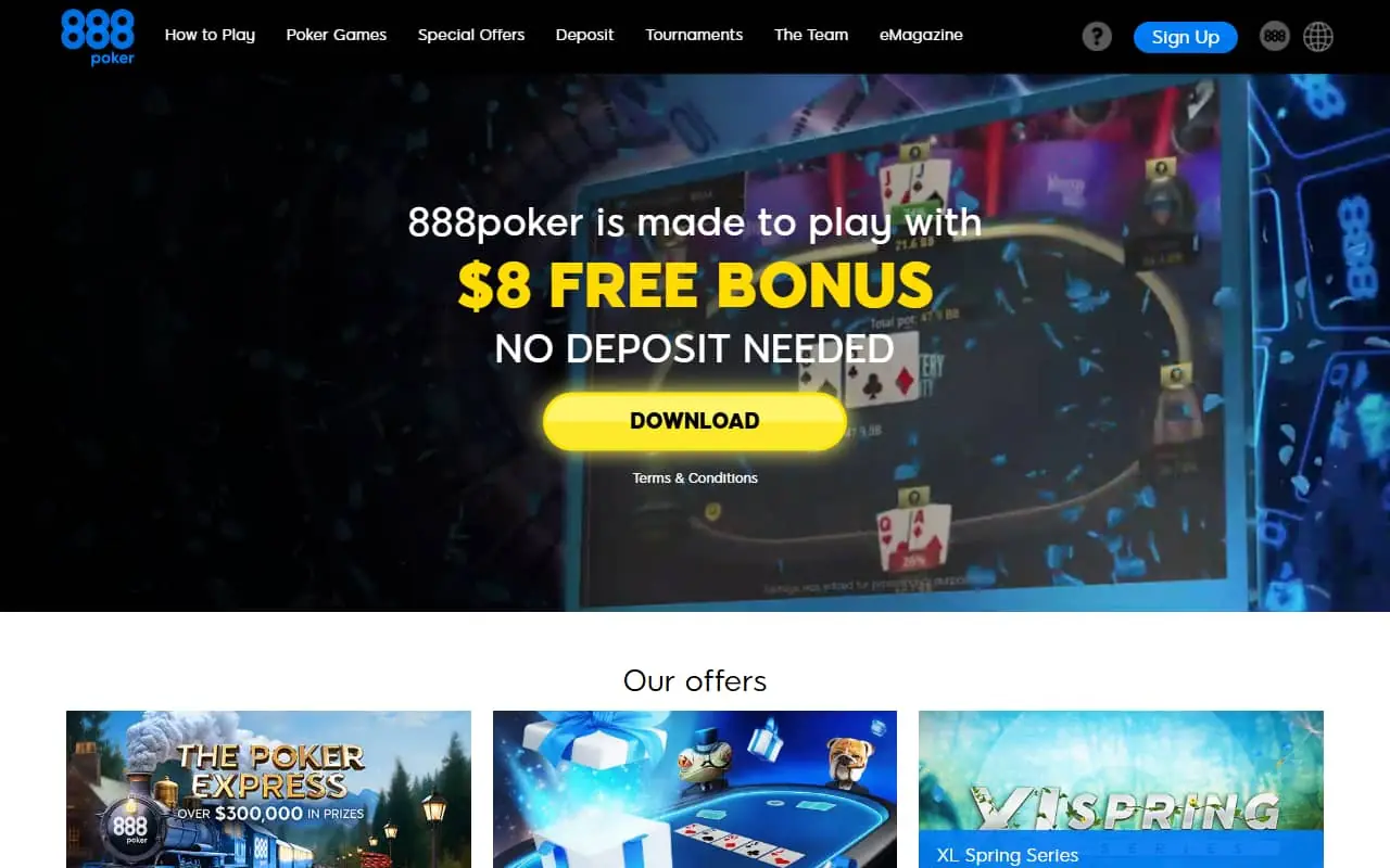 888 Poker homepage 888 Poker homepage screenshot