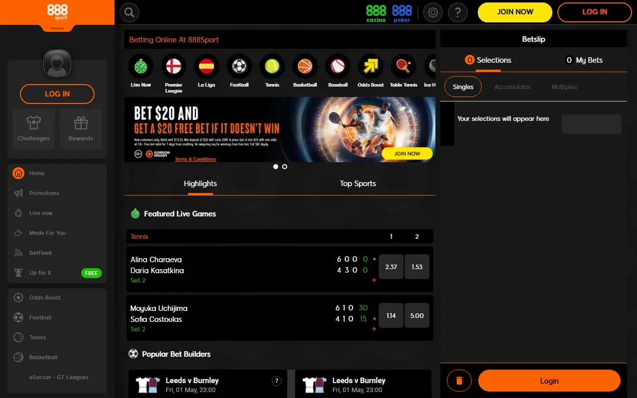 888 Sport homepage 888 Sport homepage screenshot