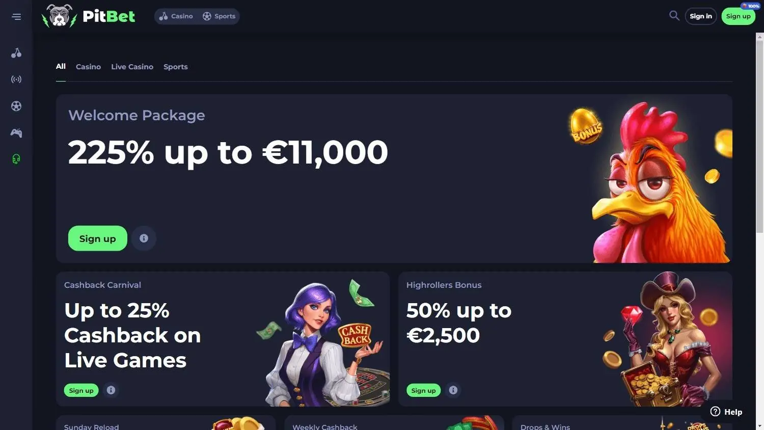 Pitbet Homepage