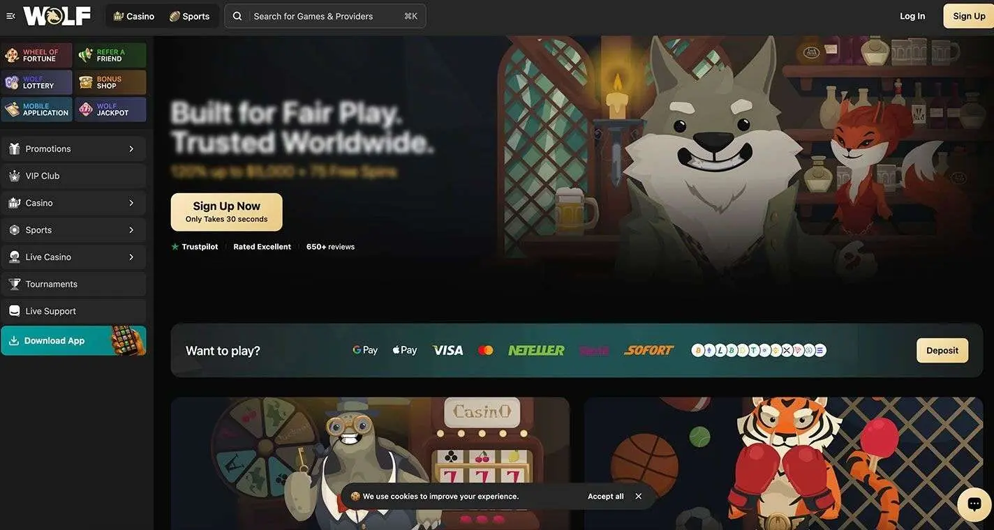 Wolf.io Homepage