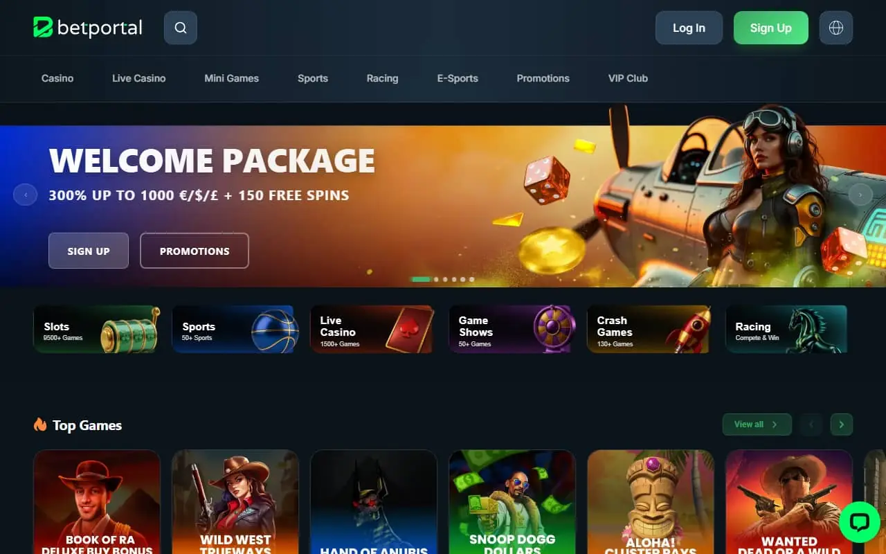 BetPortal casino homepage