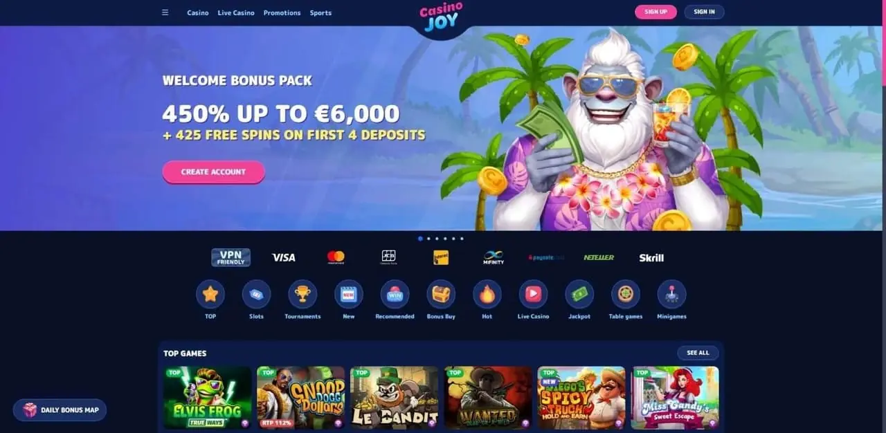 Casino Joy casino homepage