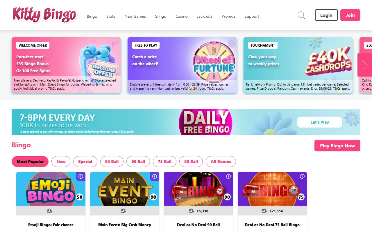 Kitty Bingo Homepage