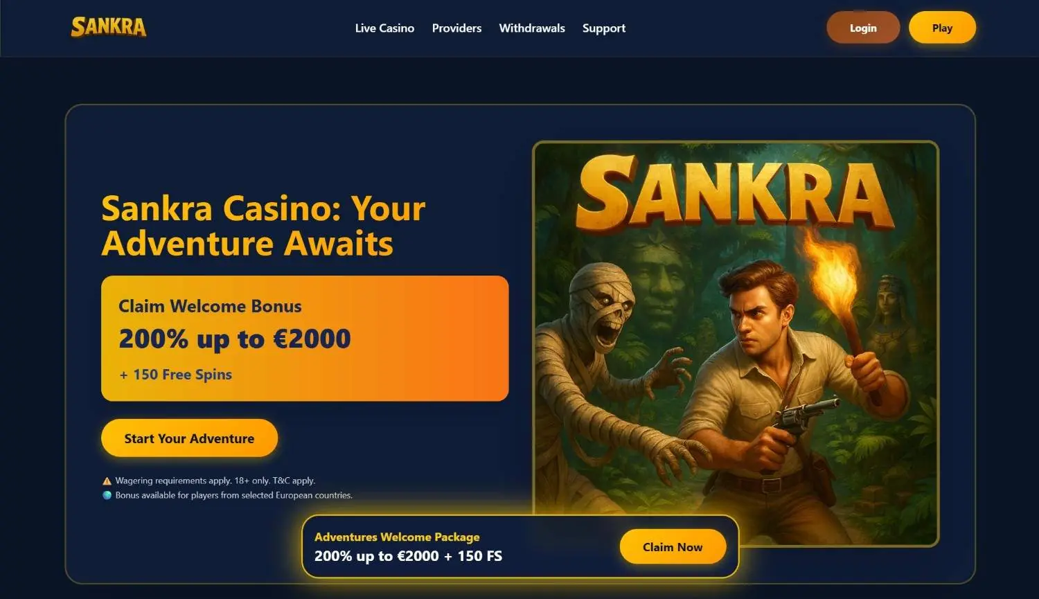 Sankra Casino Homepage