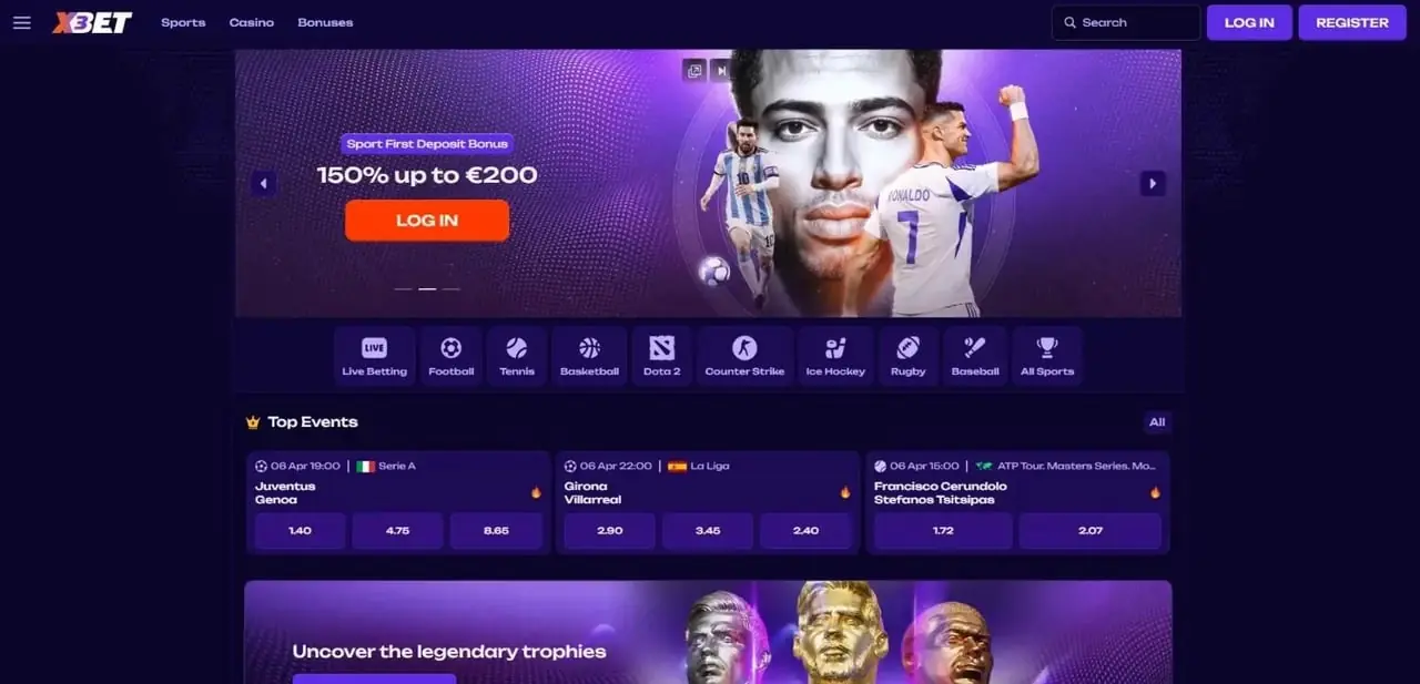 X3Bet Casino Homepage X3Bet casino homepage screenshot