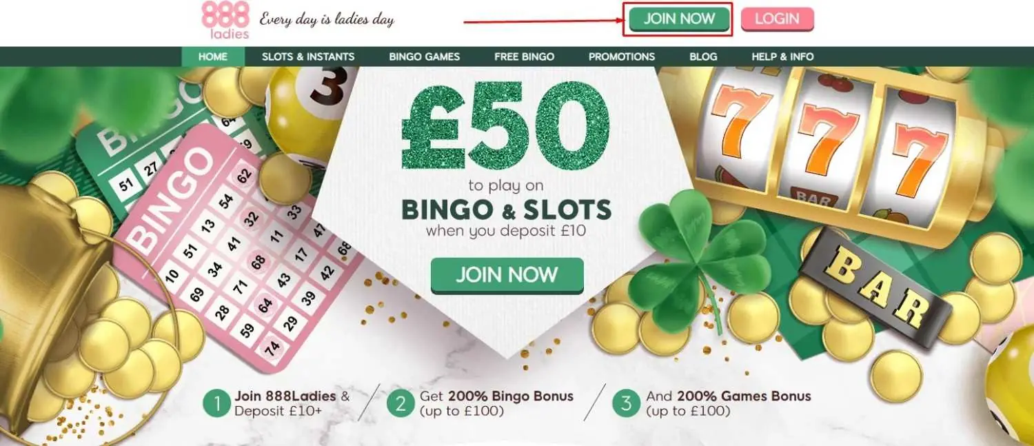888 Ladies Homepage 888 Ladies casino UK homepage screenshot June 2026