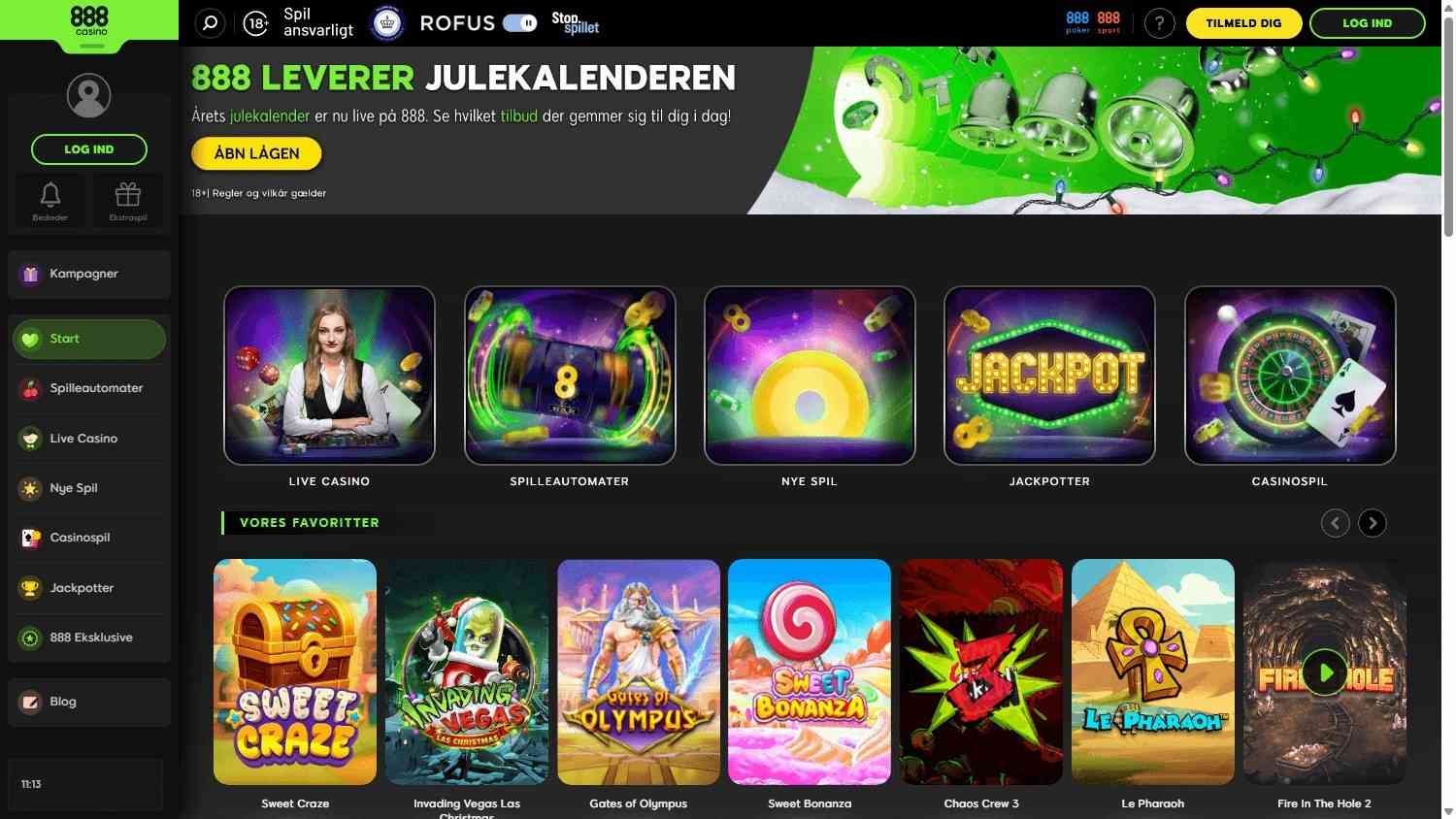 888.dk Homepage 888.dk Danish casino homepage