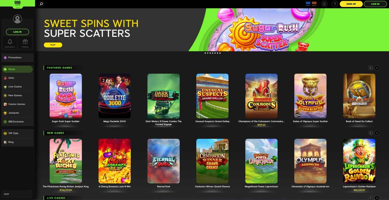 888 Casino Homepage 888 Casino UK homepage