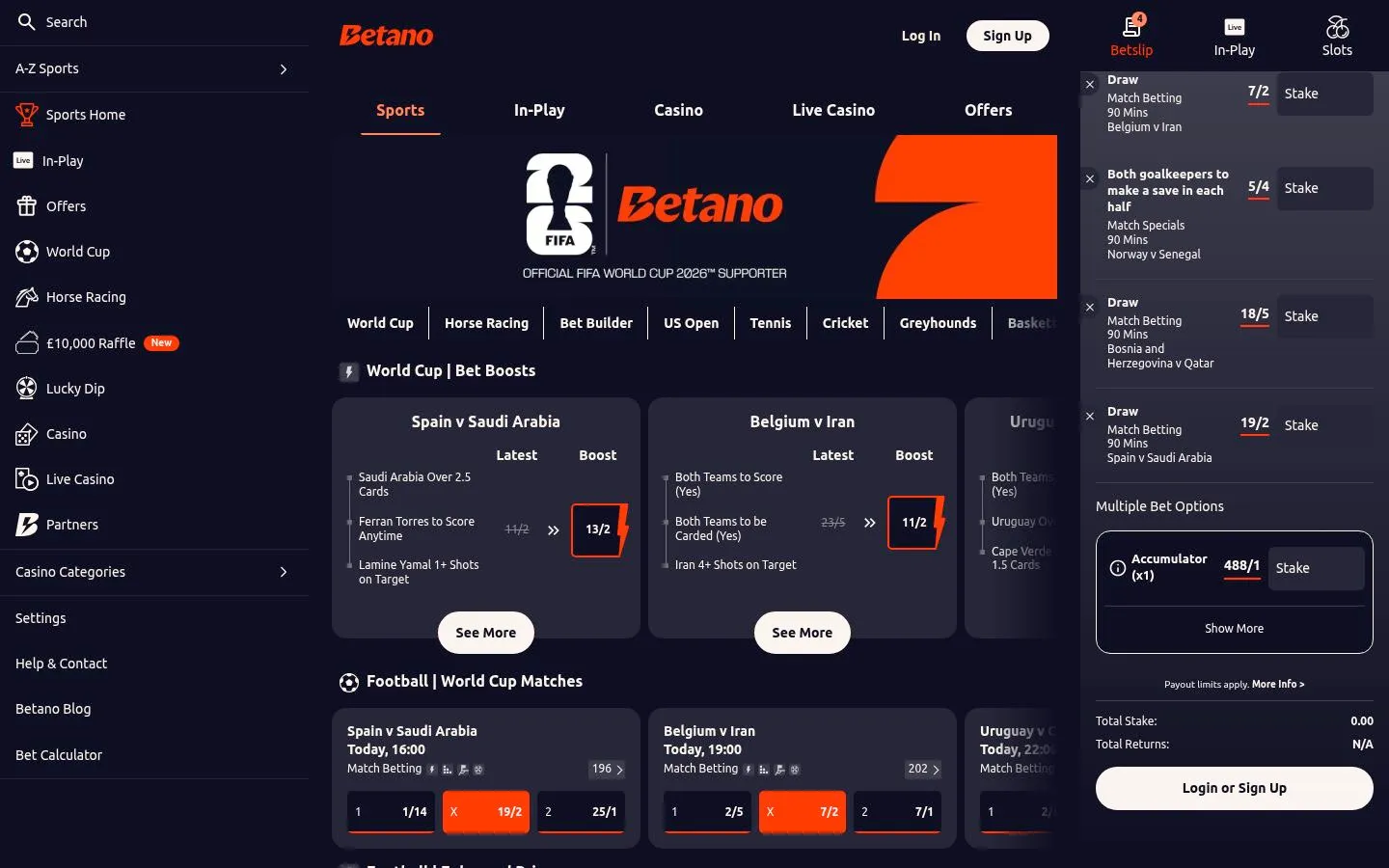 Betano homepage screenshot