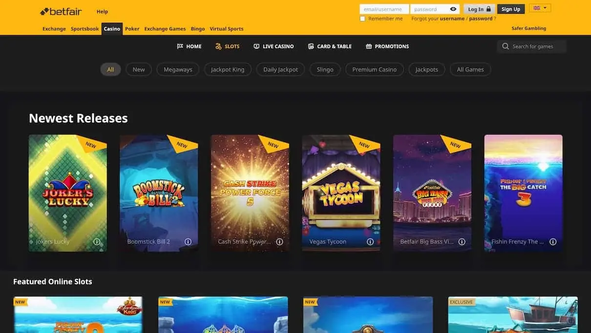 Betfair Casino Homepage Betfair Casino UK homepage