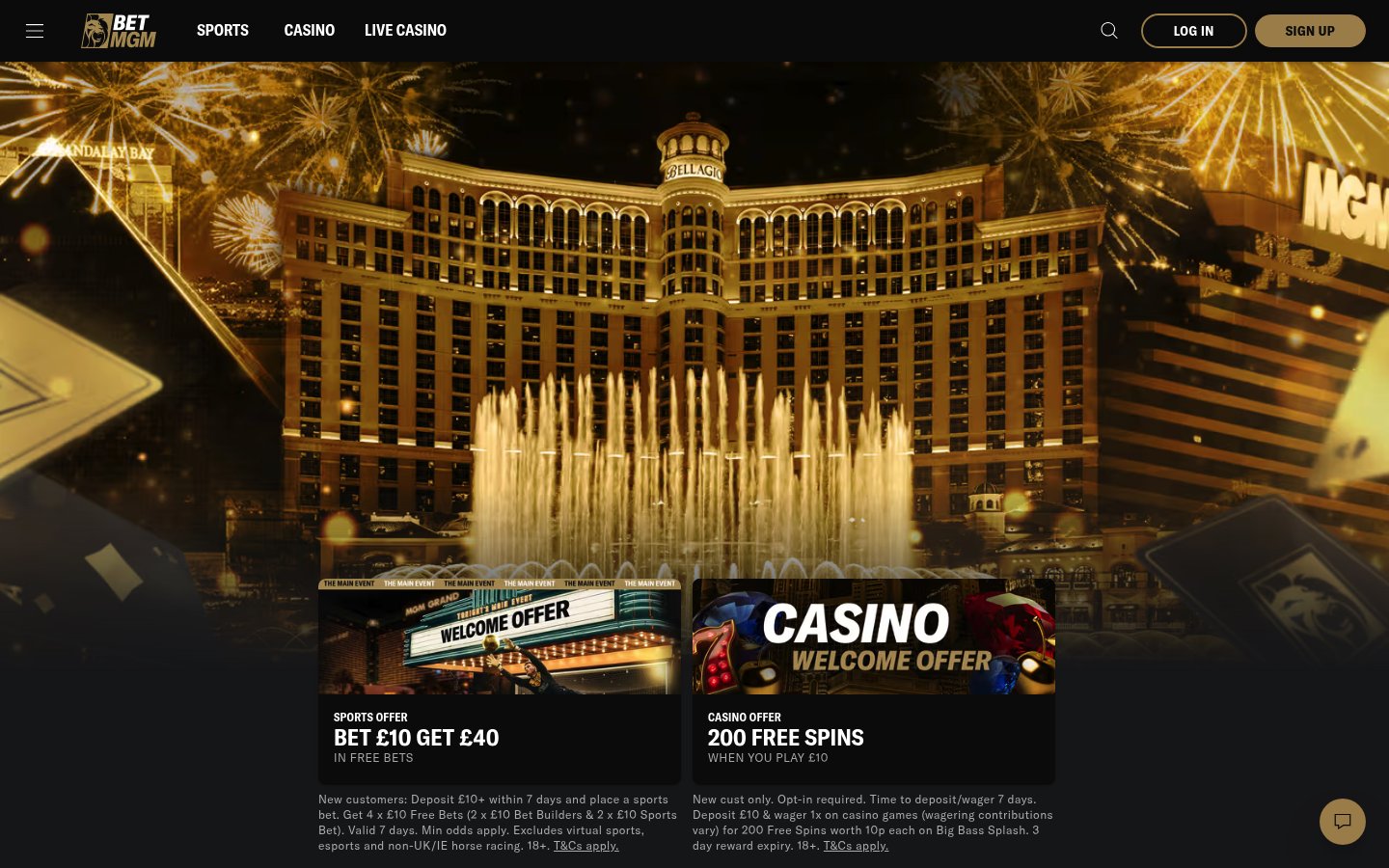 BetMGM homepage screenshot BetMGM homepage screenshot