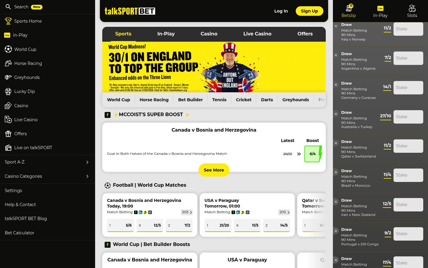 talkSPORT BET homepage screenshot