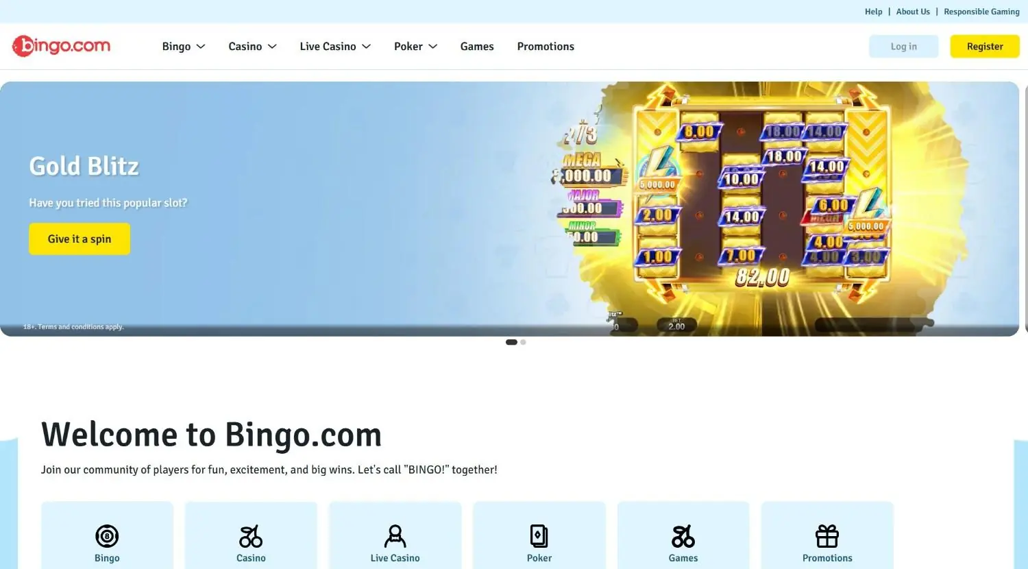 Bingo.com Homepage Bingo.com casino UK homepage screenshot June 2026