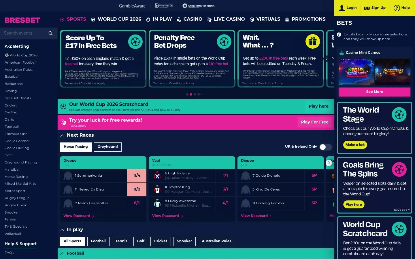 Bres Bet homepage screenshot