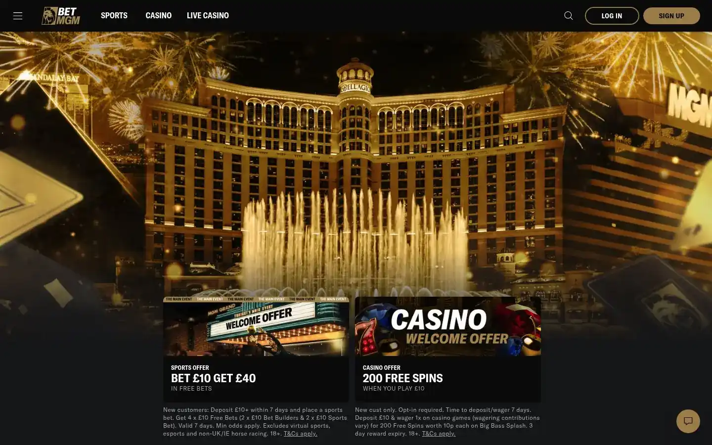 BetMGM homepage screenshot