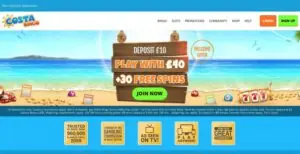 Costa Bingo UK homepage screenshot June 2026