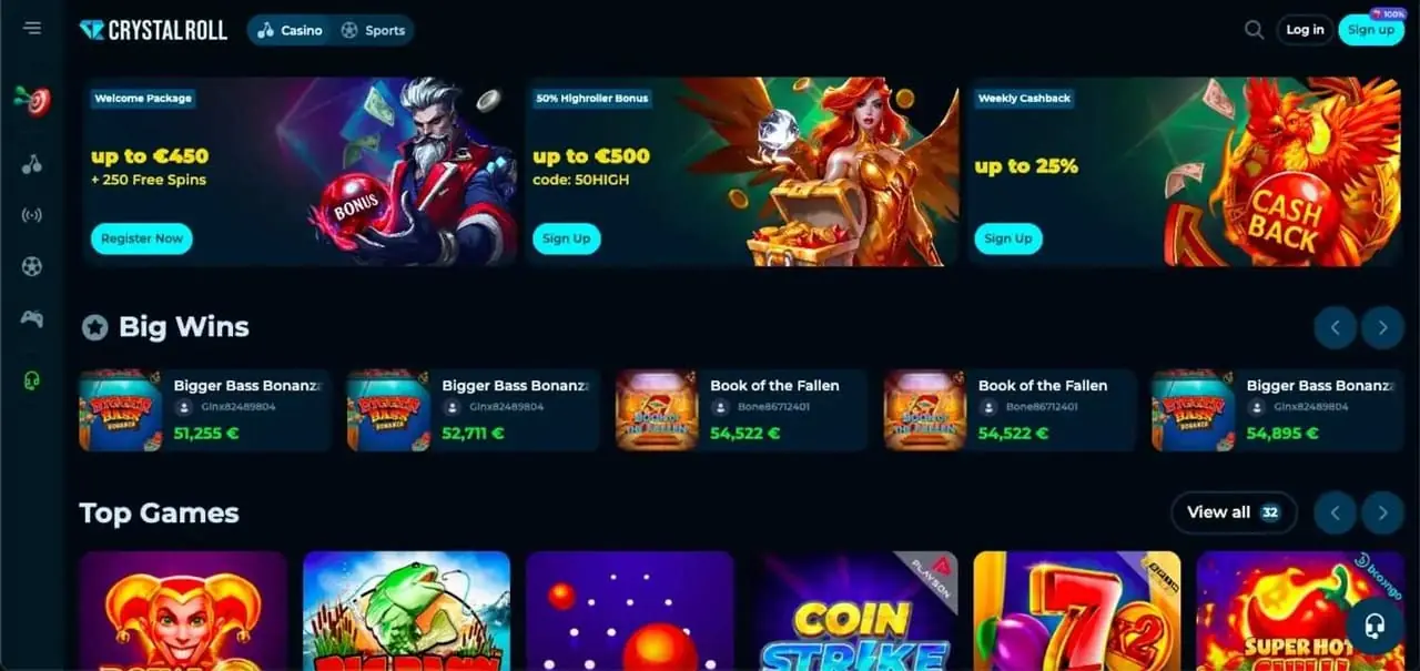 CrystalRoll homepage screenshot