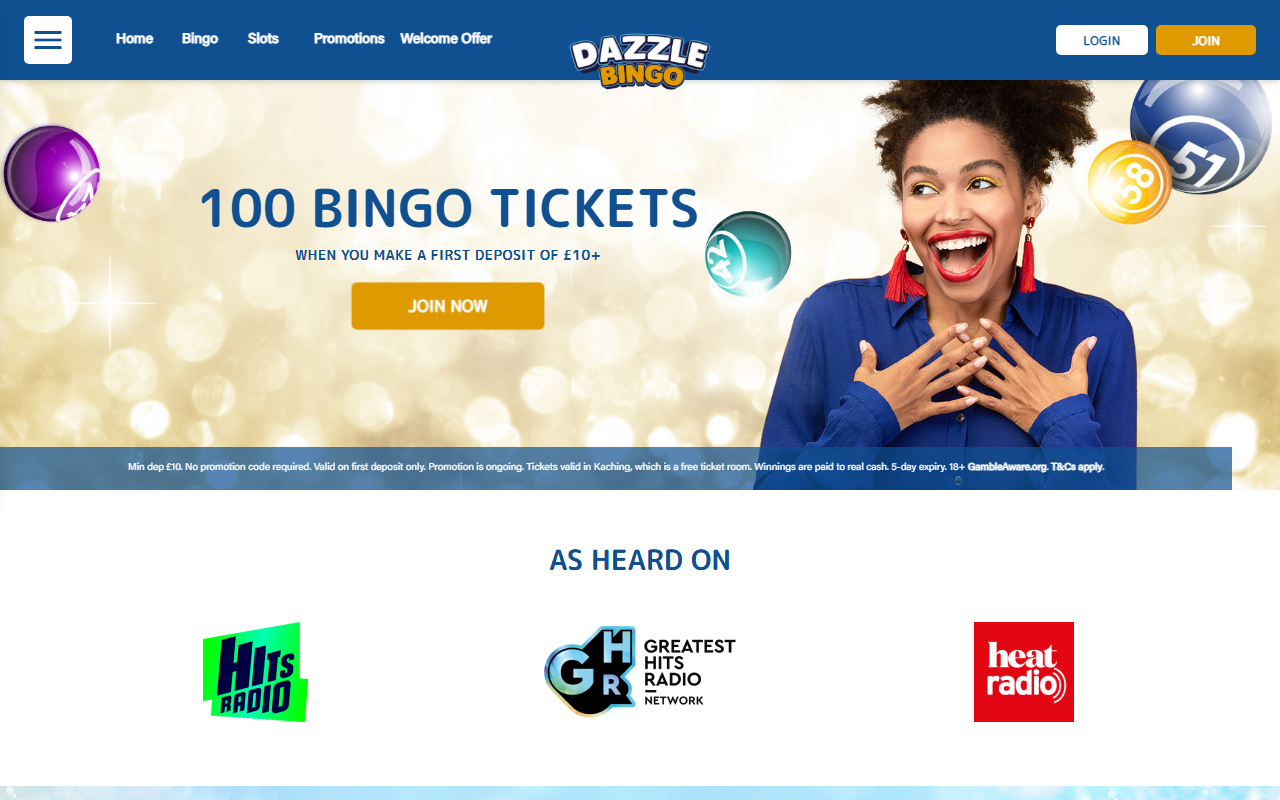 Dazzle Bingo homepage