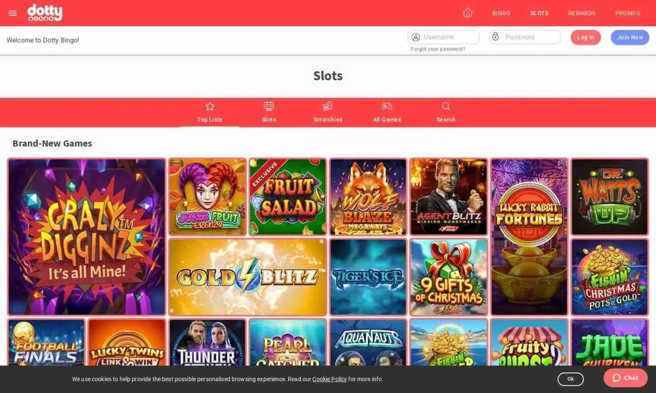 Dotty Bingo homepage Dotty Bingo homepage screenshot