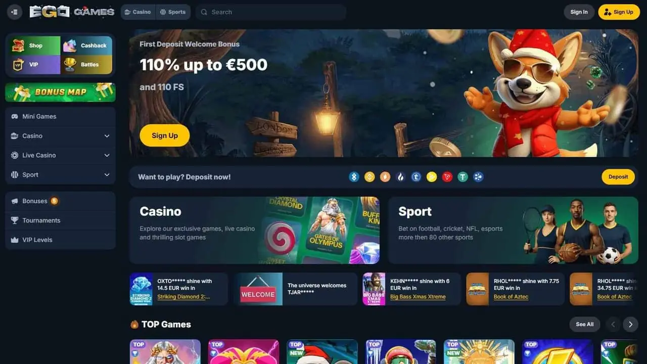 Ego Games Homepage 2026-06 Ego Games homepage screenshot June 2026
