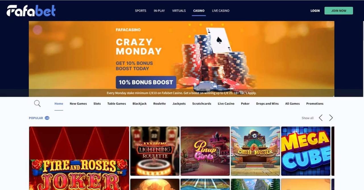 Fafabet historical homepage screenshot