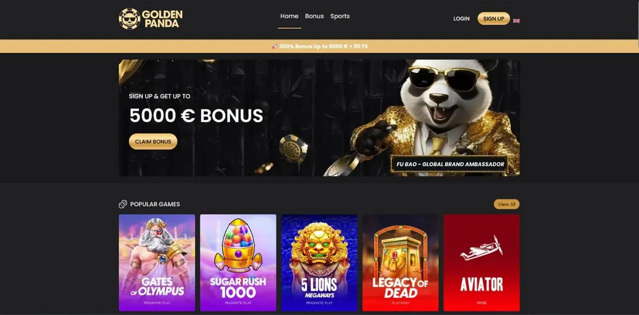 Golden Panda homepage screenshot