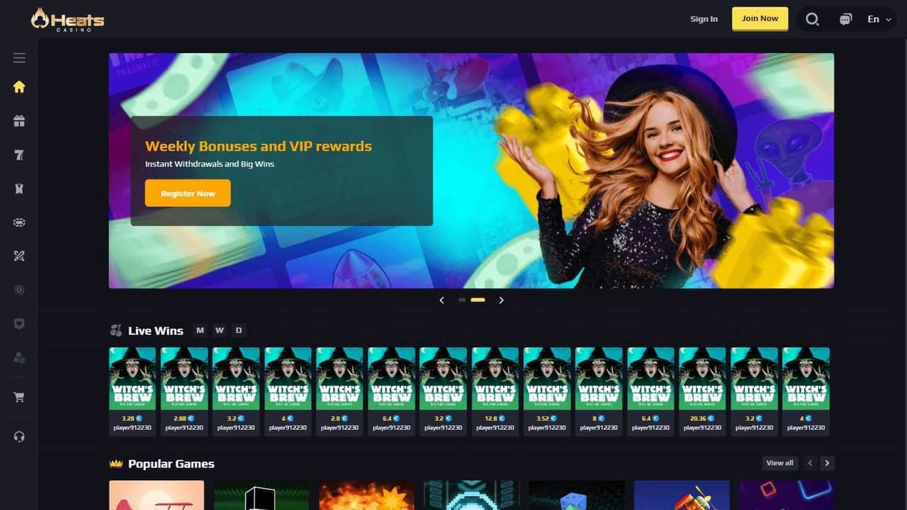 Heats Casino homepage screenshot